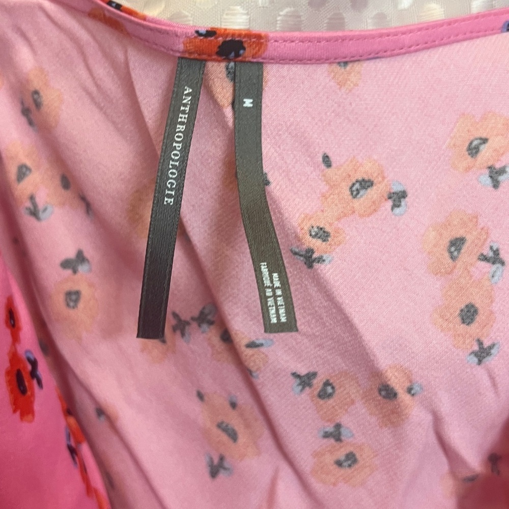 Anthropologie NEW Cowl-Neck Satin Mini floral Dress M summer romantic brunch - Picture 8 of 11